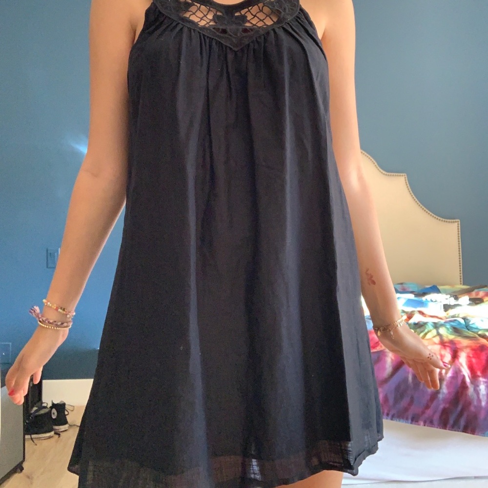 Flowy black mini dress